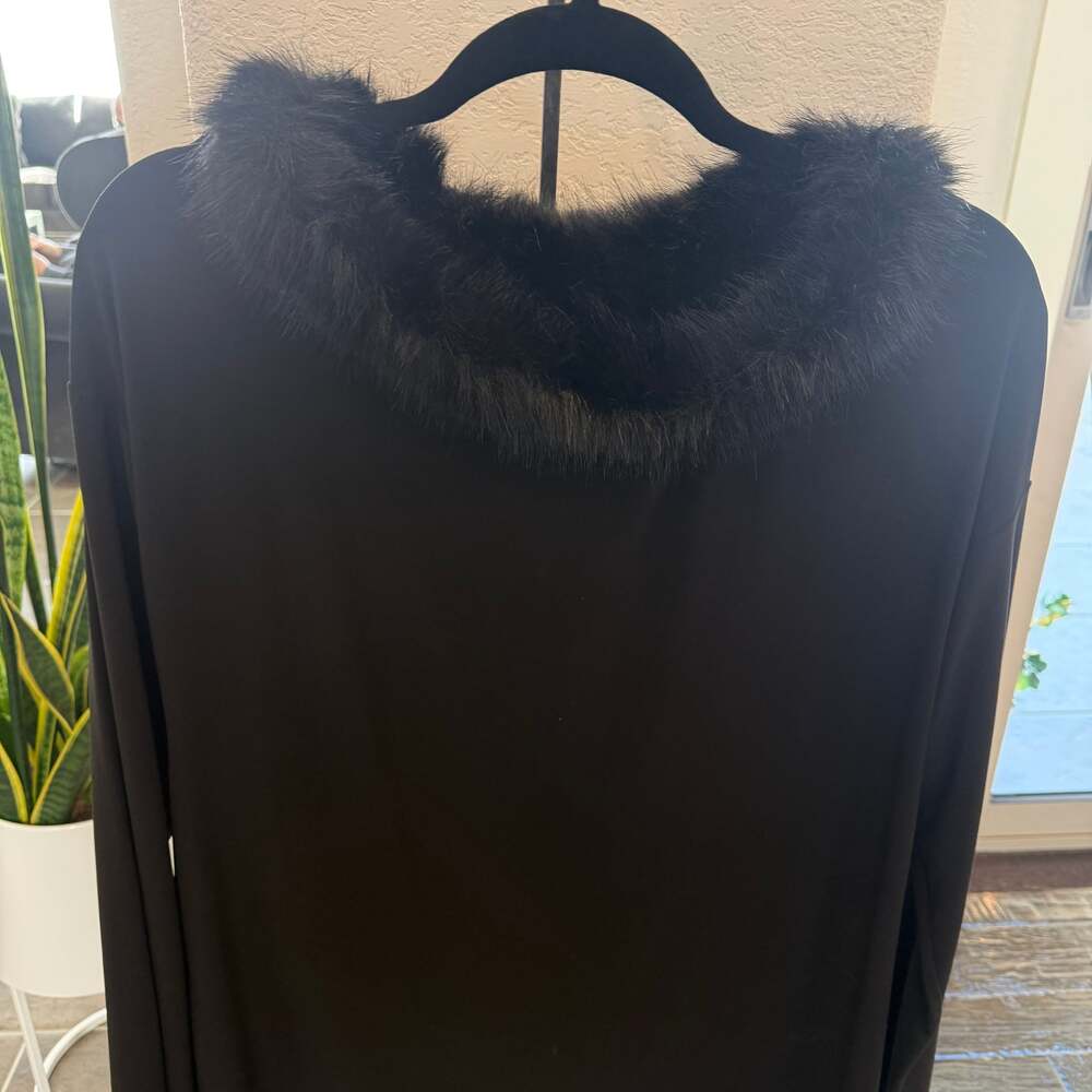 Joseph Ribkoff Faux Fur Collar Suede Jacket Style 243907